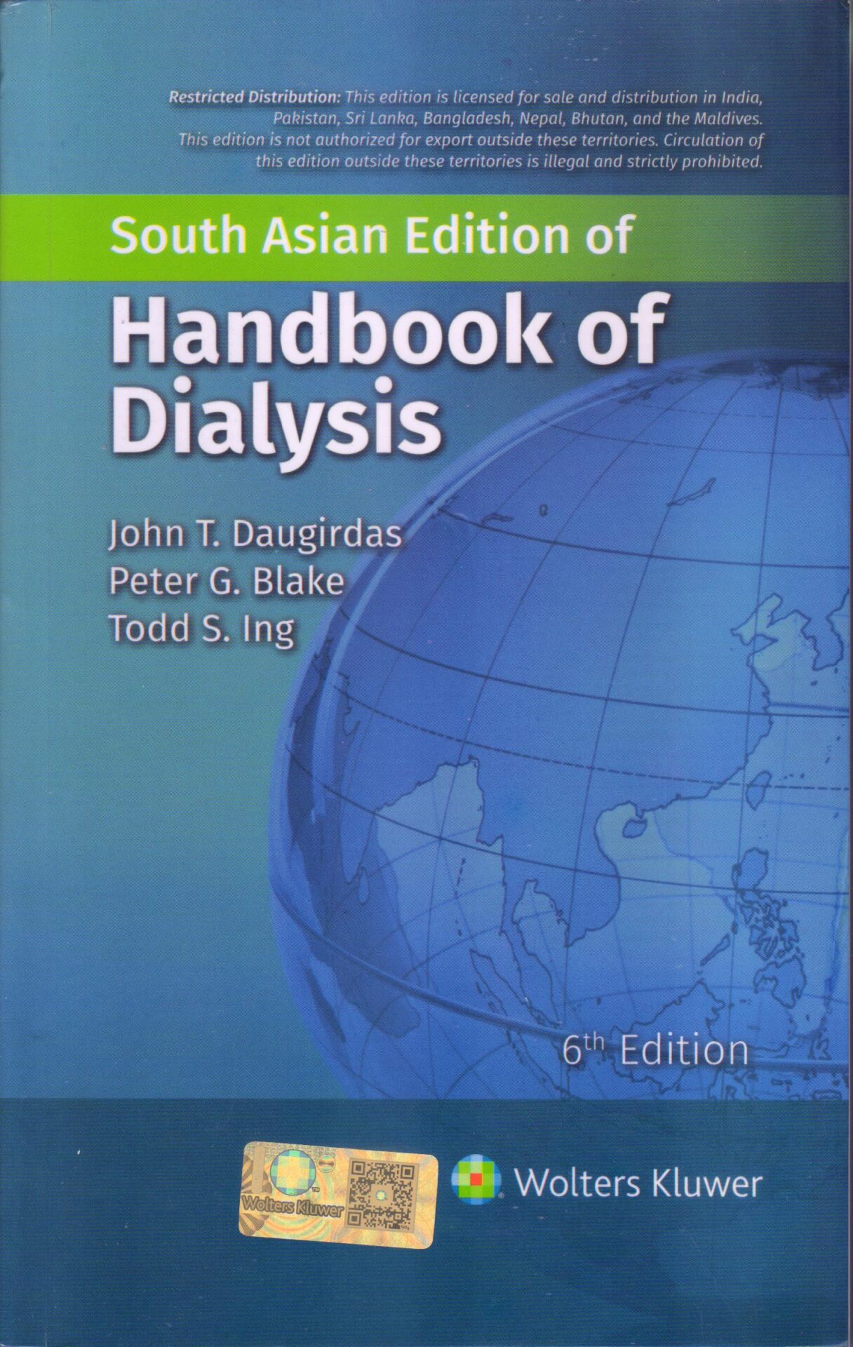 Handbook Of Dialysis, 6th Edition ( SAE-South Asia Edition ) 1 Handbook Of Dialysis, 6th Edition ( SAE-South Asia Edition )
